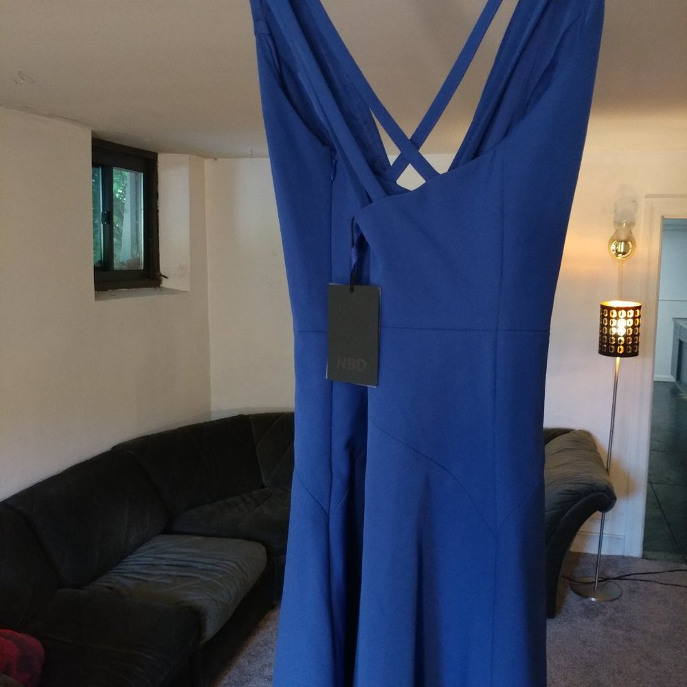 Blue Deep-V NBD Dress | Size XS - Picture 4 of 6